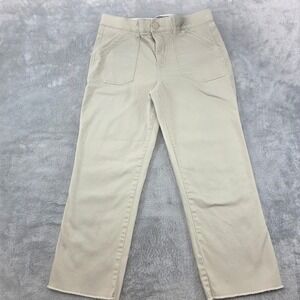 Wit & Wisdom Women 12 Beige Khaki Straight Leg Pants Capris Raw Hem